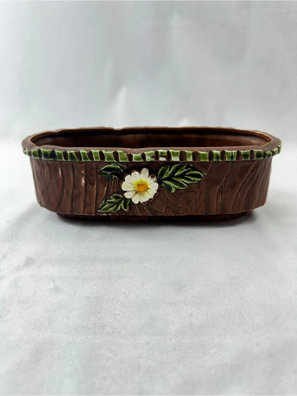 Vintage Replo Planter Oval Ceramic Flower Pot Holder Garden Outdoor Daisy Design